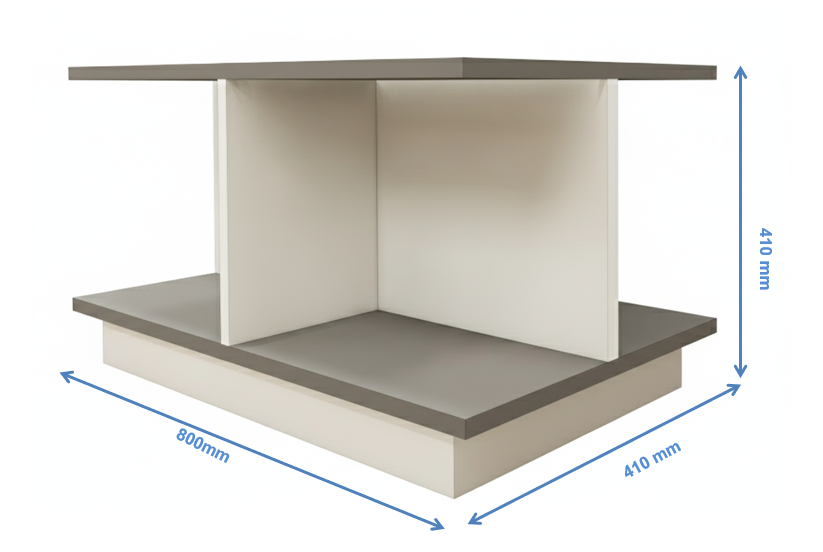 Dust & Wool White Finish Coffee Table – Dual-Tone Open Shelf Design