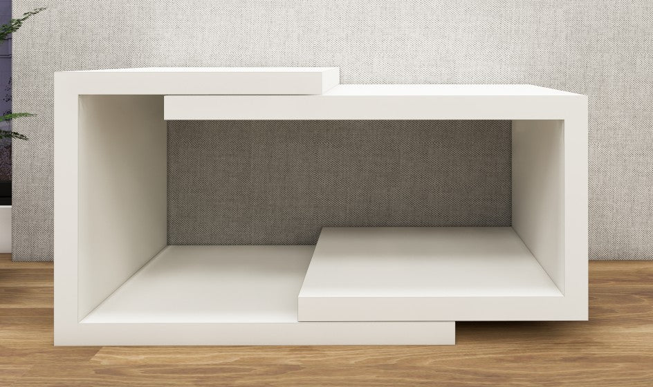 Wool White Finish Coffee Table – Modern Design