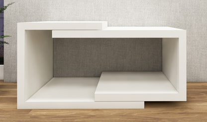 Wool White Finish Coffee Table – Modern Design