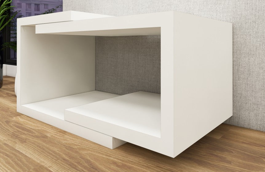 Wool White Finish Coffee Table – Modern Design