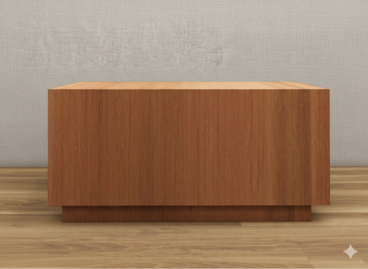 Modern Burma Teak Finish Coffee Table – Compact Box Style Design