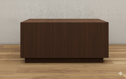 Modern Rich Walnut Finish Coffee Table – Compact Box Style Design