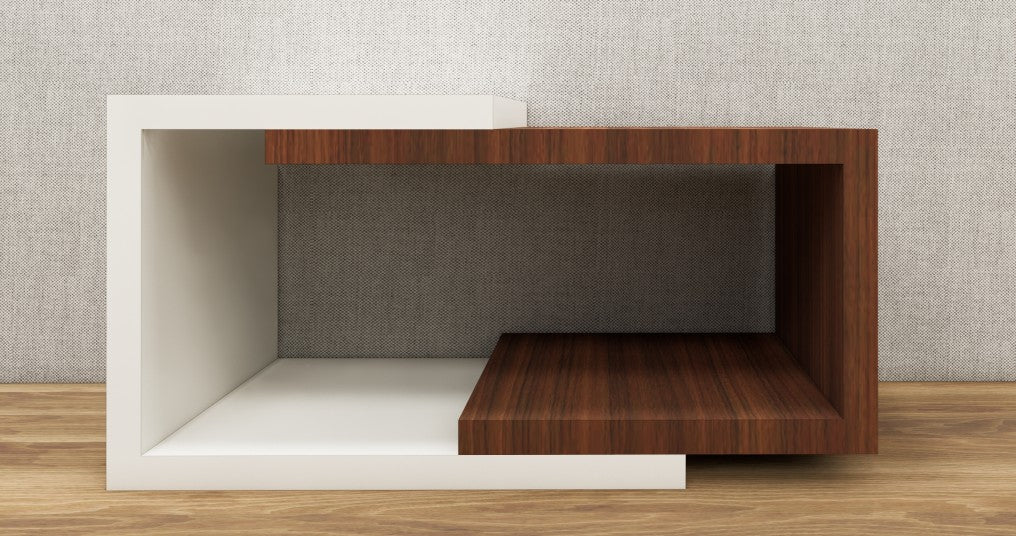 American Walnut & Wool White Finish Coffee Table – Modern Dual Tone Design