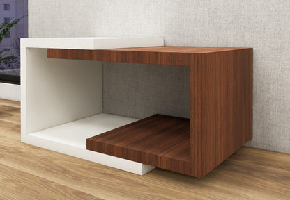 American Walnut & Wool White Finish Coffee Table – Modern Dual Tone Design