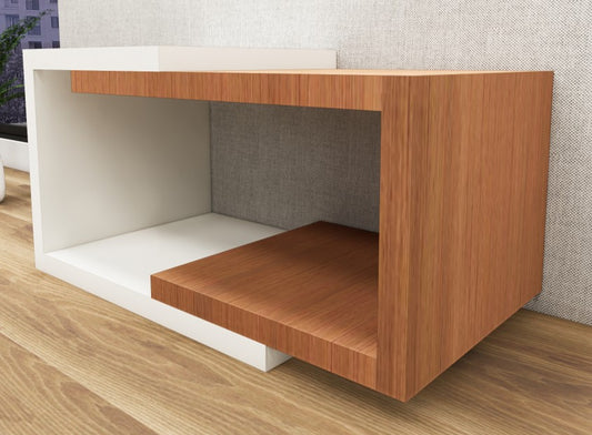 Burma Teak & Wool White Finish Coffee Table – Modern Dual Tone Design