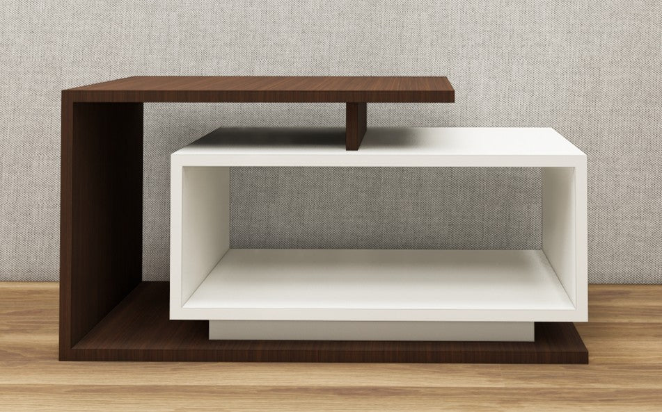 Rich Walnut & Wool White Finish Coffee Table – Designer Center Table