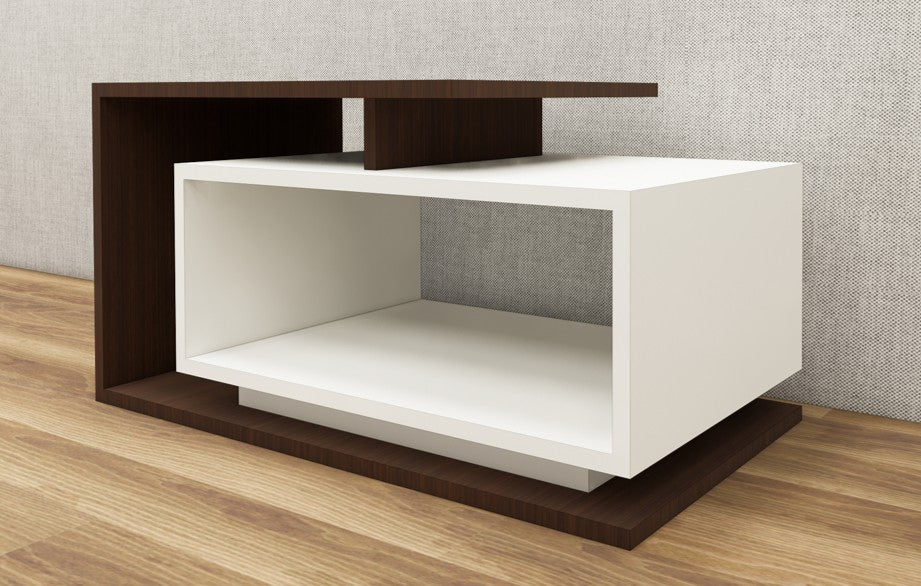 Rich Walnut & Wool White Finish Coffee Table – Designer Center Table