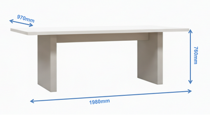 Contemporary Wool White Finish Dining Table
