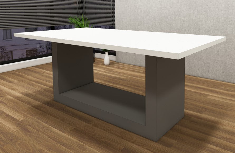 Modern Dining Table - Wool White & Dust Finish