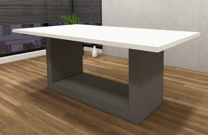 Modern Dining Table - Wool White & Dust Finish