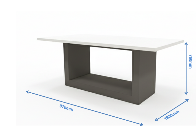 Modern Dining Table - Wool White & Dust Finish