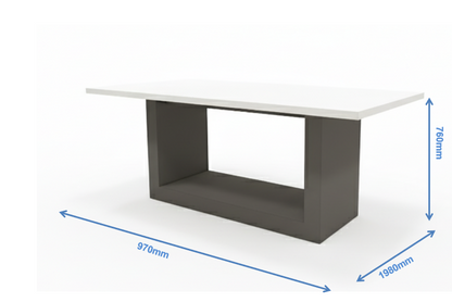 Modern Dining Table - Wool White & Dust Finish