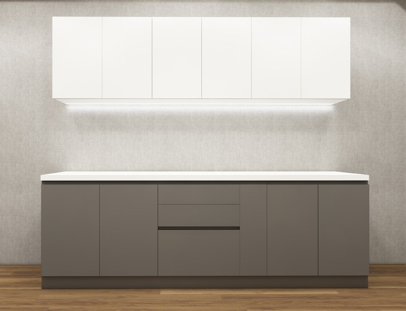 Wool White & Dust Finish Straight Kitchen