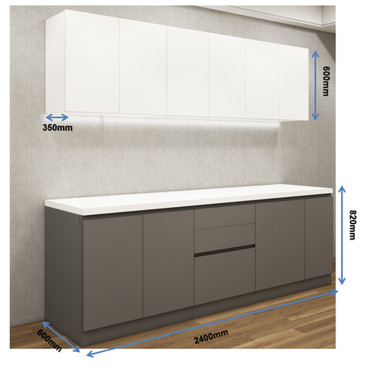 Wool White & Dust Finish Straight Kitchen