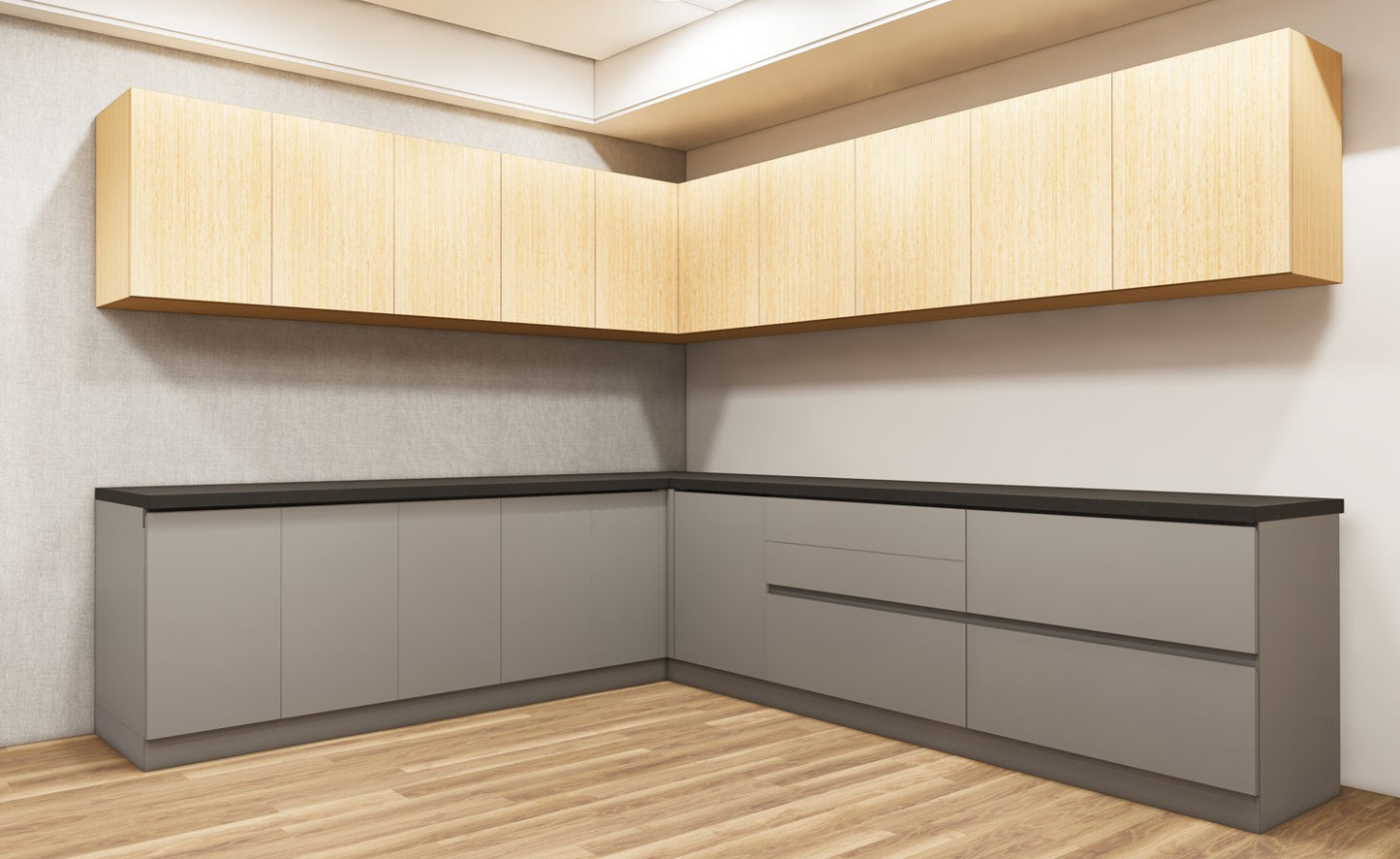 Urban Teak & Dust Finish L Shaped Kitchen