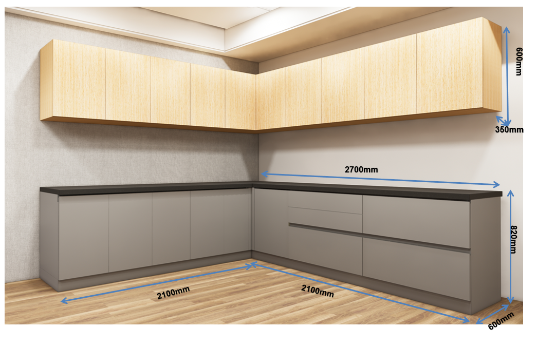 Urban Teak & Dust Finish L Shaped Kitchen