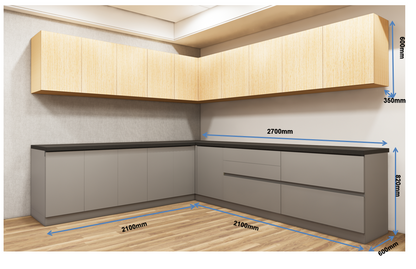 Urban Teak & Dust Finish L Shaped Kitchen