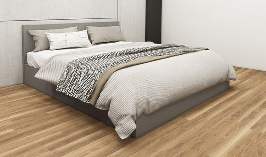 Dust Finish King Size Bed with Storage – Contemporary Wooden Bed