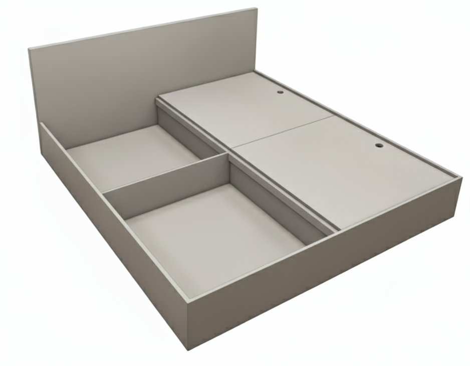 Dust Finish King Size Bed with Storage – Contemporary Wooden Bed