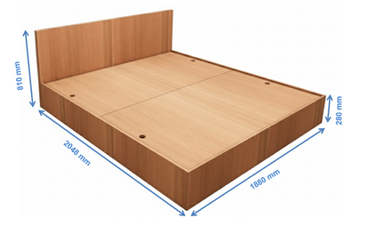 Burma Teak Finish King Size Bed with Storage – Contemporary Wooden Bed