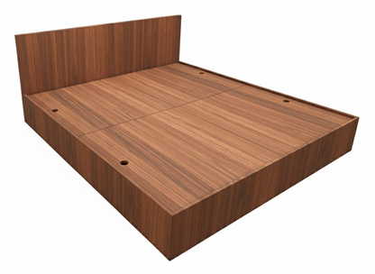 American Walnut Finish King Size Bed with Storage – Contemporary Wooden Bed