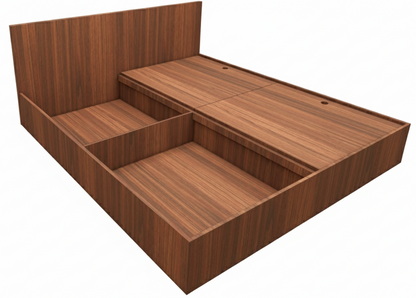 American Walnut Finish King Size Bed with Storage – Contemporary Wooden Bed