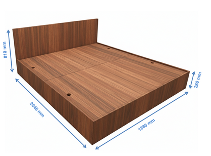 American Walnut Finish King Size Bed with Storage – Contemporary Wooden Bed