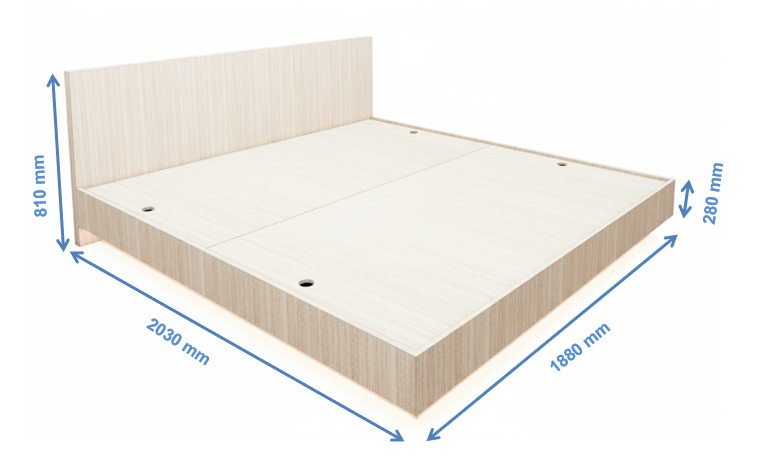Modern Oak Finish King Size Bed – Premium Bedframe
