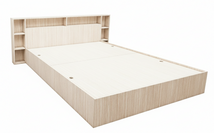 Modern Modern Oak Finish - King Size Bed with Headboard Storage
