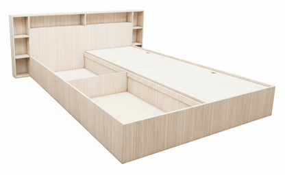Modern Modern Oak Finish - King Size Bed with Headboard Storage