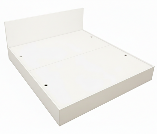 Wool White Finish King Size Bed with Storage – Contemporary Wooden Bed