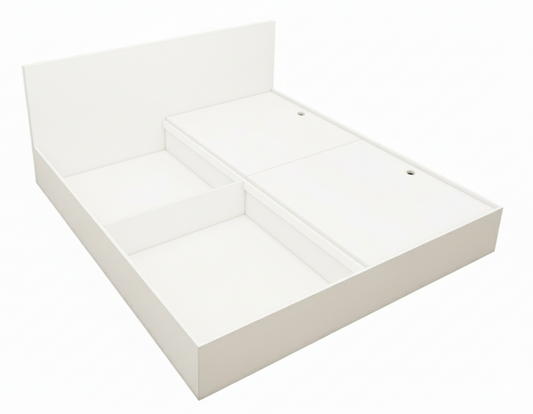Wool White Finish King Size Bed with Storage – Contemporary Wooden Bed