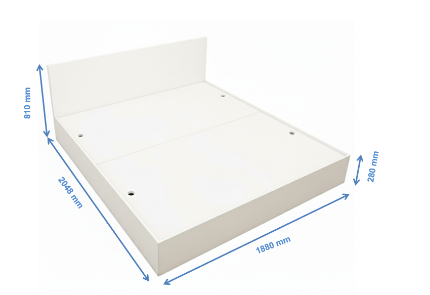 Wool White Finish King Size Bed with Storage – Contemporary Wooden Bed