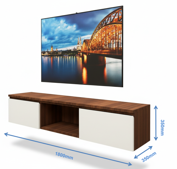 American Walnut & Wool White Finish Tv Unit