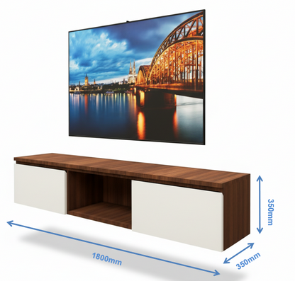 American Walnut & Wool White Finish Tv Unit