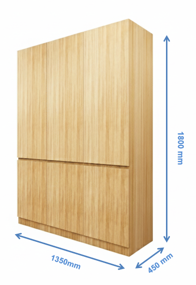 Three Door Urban Teak Wardrobe