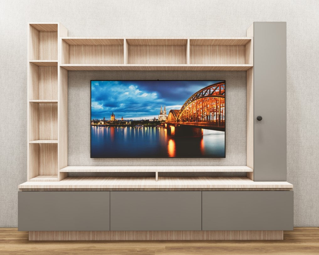 Modern Oak & Dust Finish Tv Unit