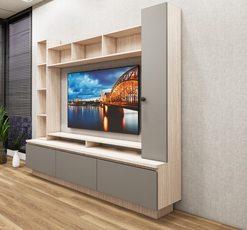 Modern Oak & Dust Finish Tv Unit