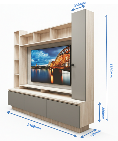 Modern Oak & Dust Finish Tv Unit