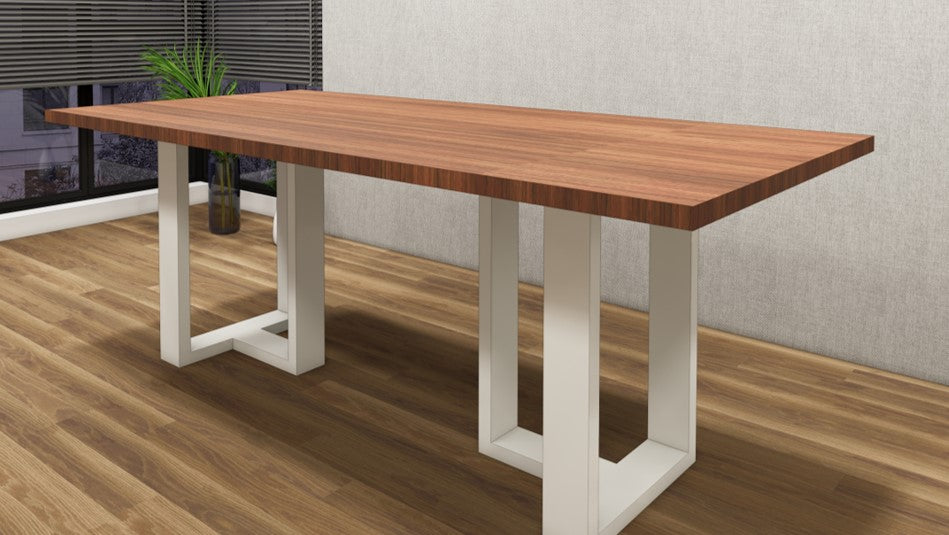 American Walnut & Wool White Finish Dinning Table