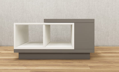 Contemporary Wool White & Dust Finish Coffee Table with Open Storage Shelves