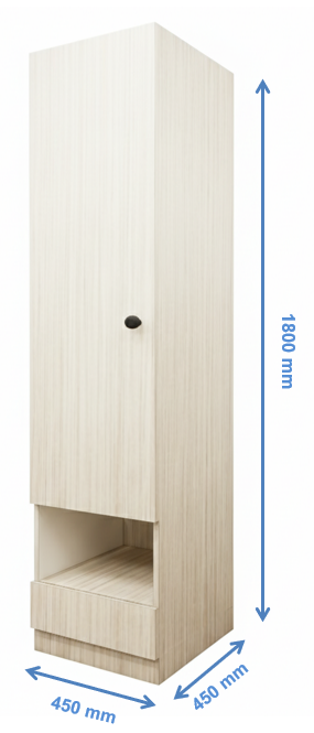 Legno Oak Light Finish Single Door Wardrobe