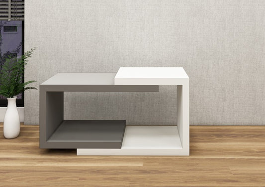 Wool White & Dust Finish Coffee Table – Modern Dual-Tone Design