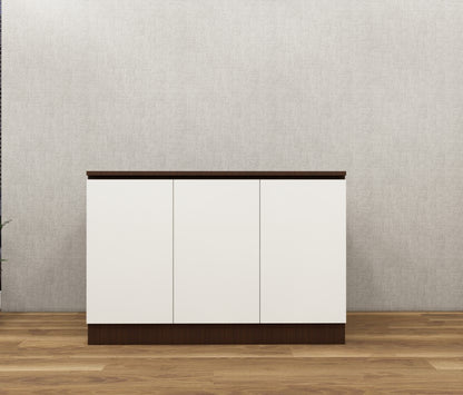 Rich Walnut & Wool White Finish Console Table