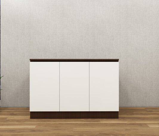 Rich Walnut & Wool White Finish Console Table