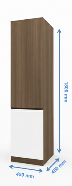 Legno Oak Dark & Frosty White Finish Single Door Wardrobe