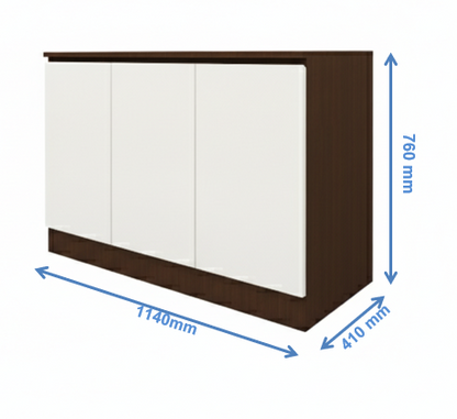 Rich Walnut & Wool White Finish Console Table