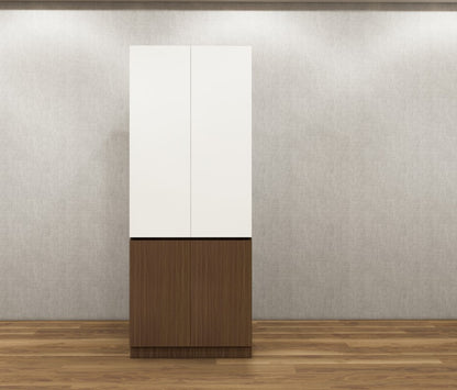 Double Door Moldau Acacia Dark & Frosty White Finish Wardrobe