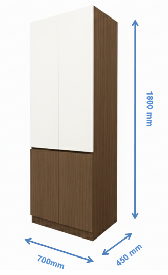 Double Door Moldau Acacia Dark & Frosty White Finish Wardrobe