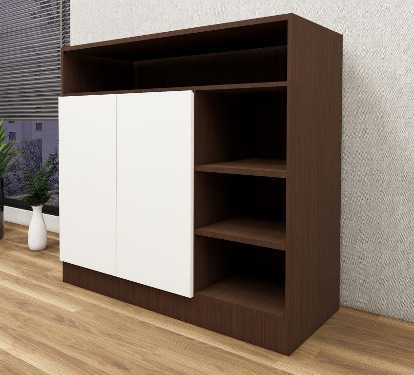 Rich Walnut & Wool White Finish Shoe Rack